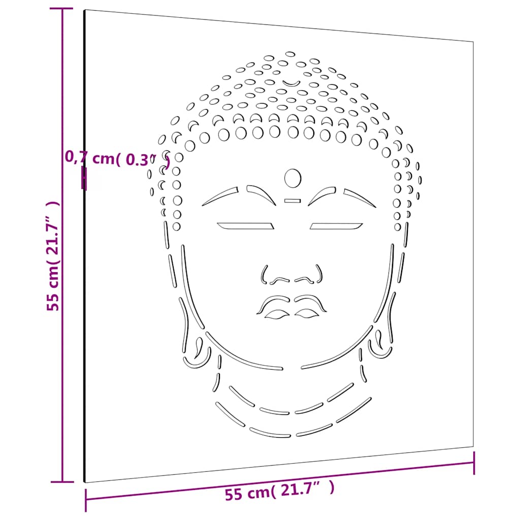 Udendørs Vægdekoration 55X55 Cm Buddha-Design Cortenstål