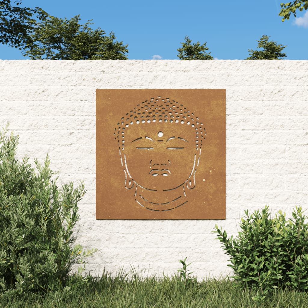 Udendørs Vægdekoration 55X55 Cm Buddha-Design Cortenstål