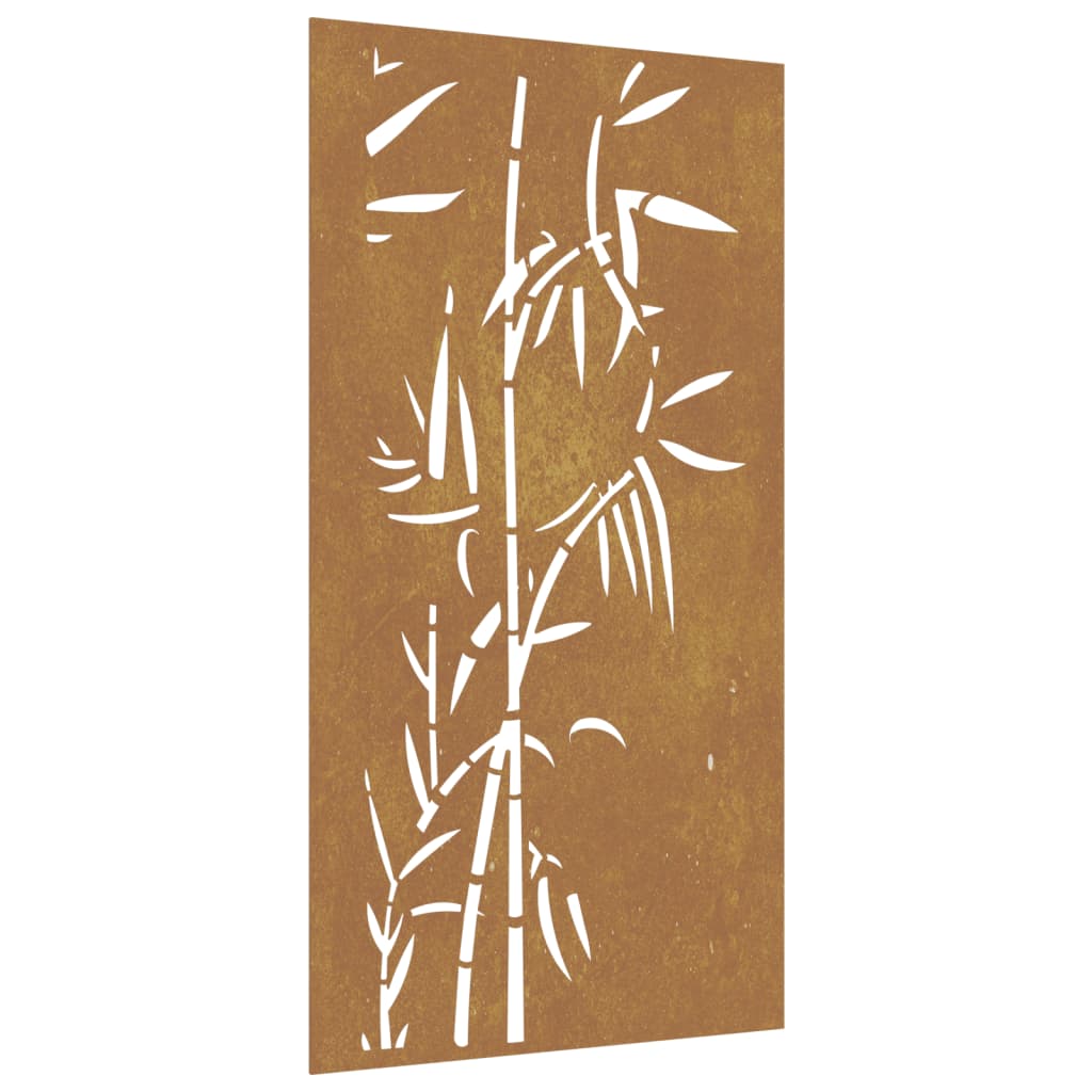 Udendørs Vægdekoration 105X55 Cm Bambusdesign Cortenstål Creme