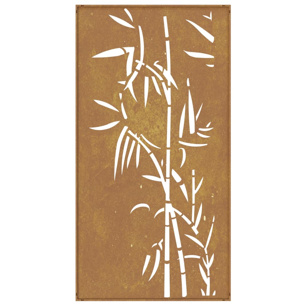 Udendørs Vægdekoration 105X55 Cm Bambusdesign Cortenstål Creme