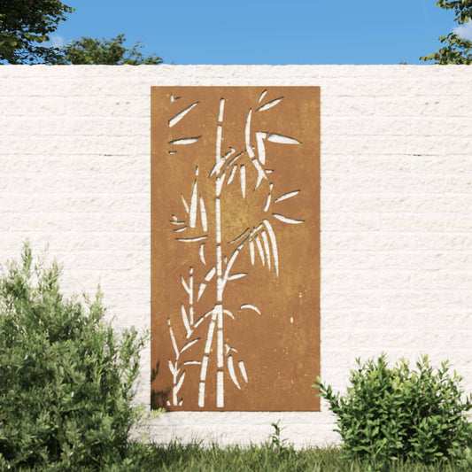 Udendørs Vægdekoration 105X55 Cm Bambusdesign Cortenstål Creme