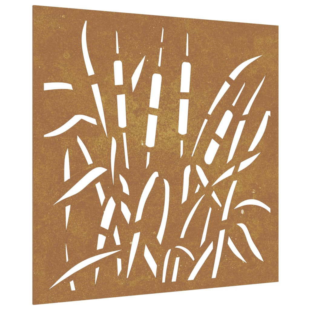 Udendørs Vægdekoration 55X55 Cm Græsdesign Cortenstål Creme