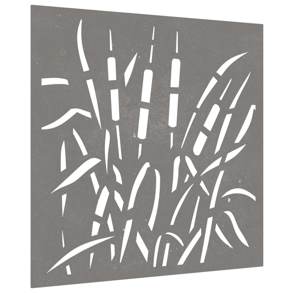 Udendørs Vægdekoration 55X55 Cm Græsdesign Cortenstål Creme