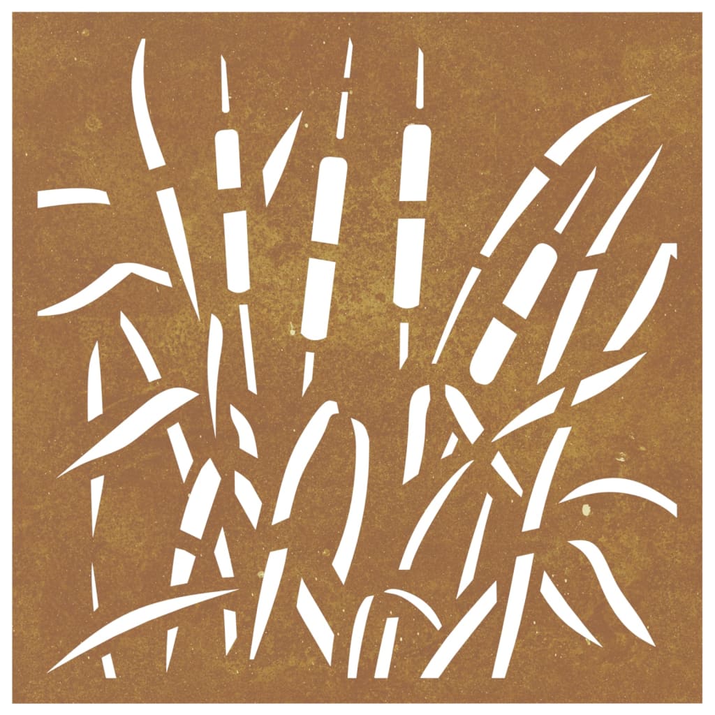 Udendørs Vægdekoration 55X55 Cm Græsdesign Cortenstål Creme