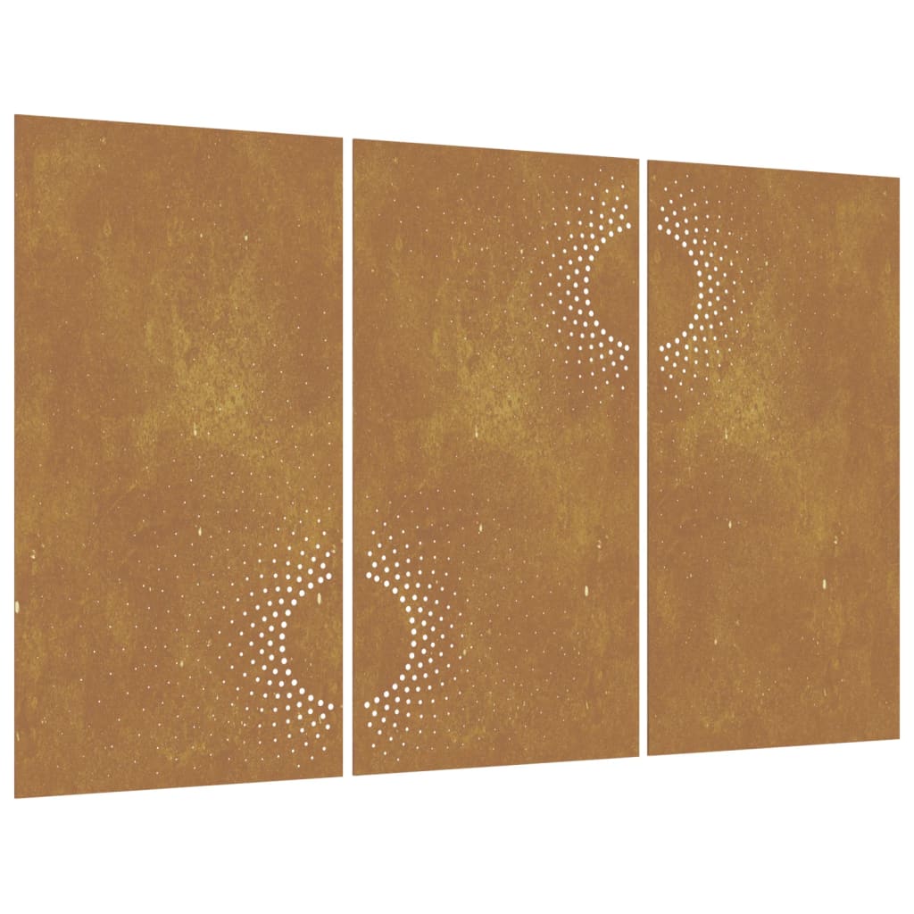 Udendørs Vægdekoration 3 Dele 105X55 Cm Soldesign Cortenstål Creme