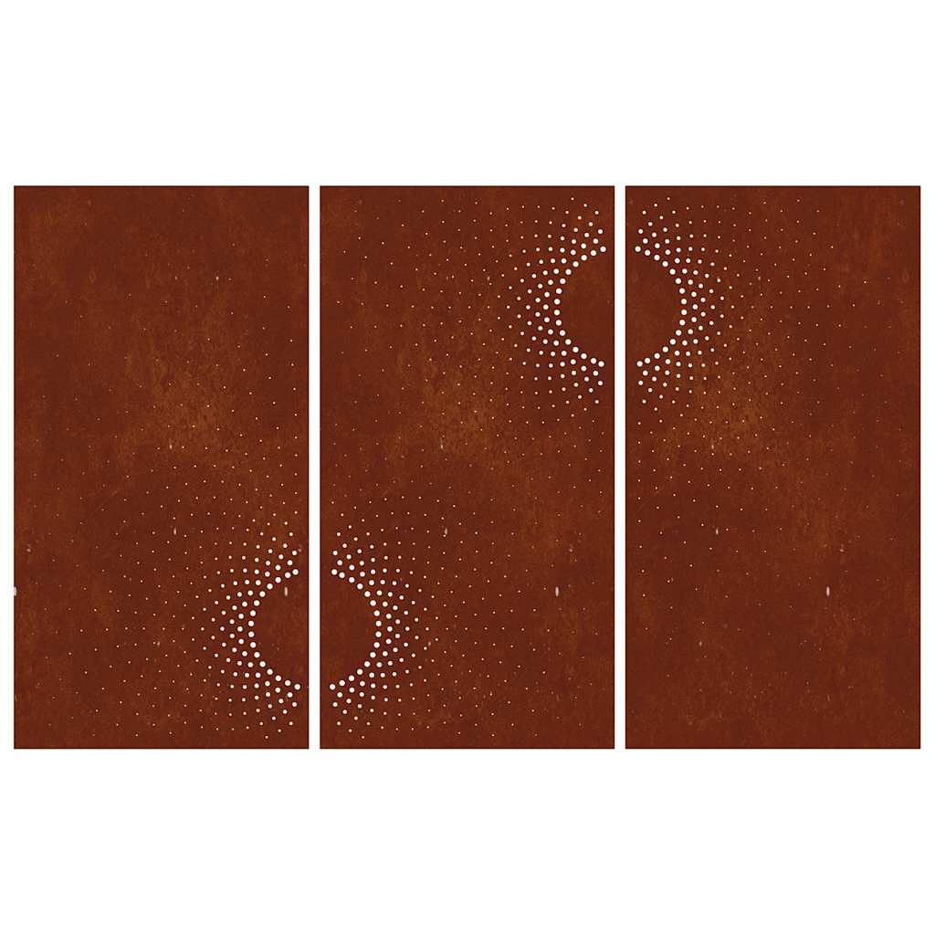 Udendørs Vægdekoration 3 Dele 105X55 Cm Soldesign Cortenstål Creme
