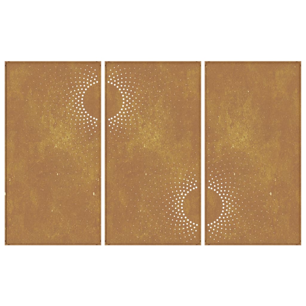 Udendørs Vægdekoration 3 Dele 105X55 Cm Soldesign Cortenstål Creme