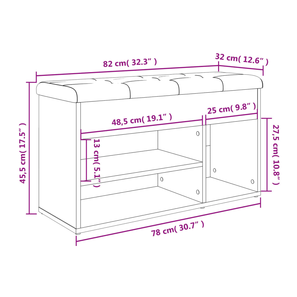 Skobænk 82X32X45,5 Cm Konstrueret Træ