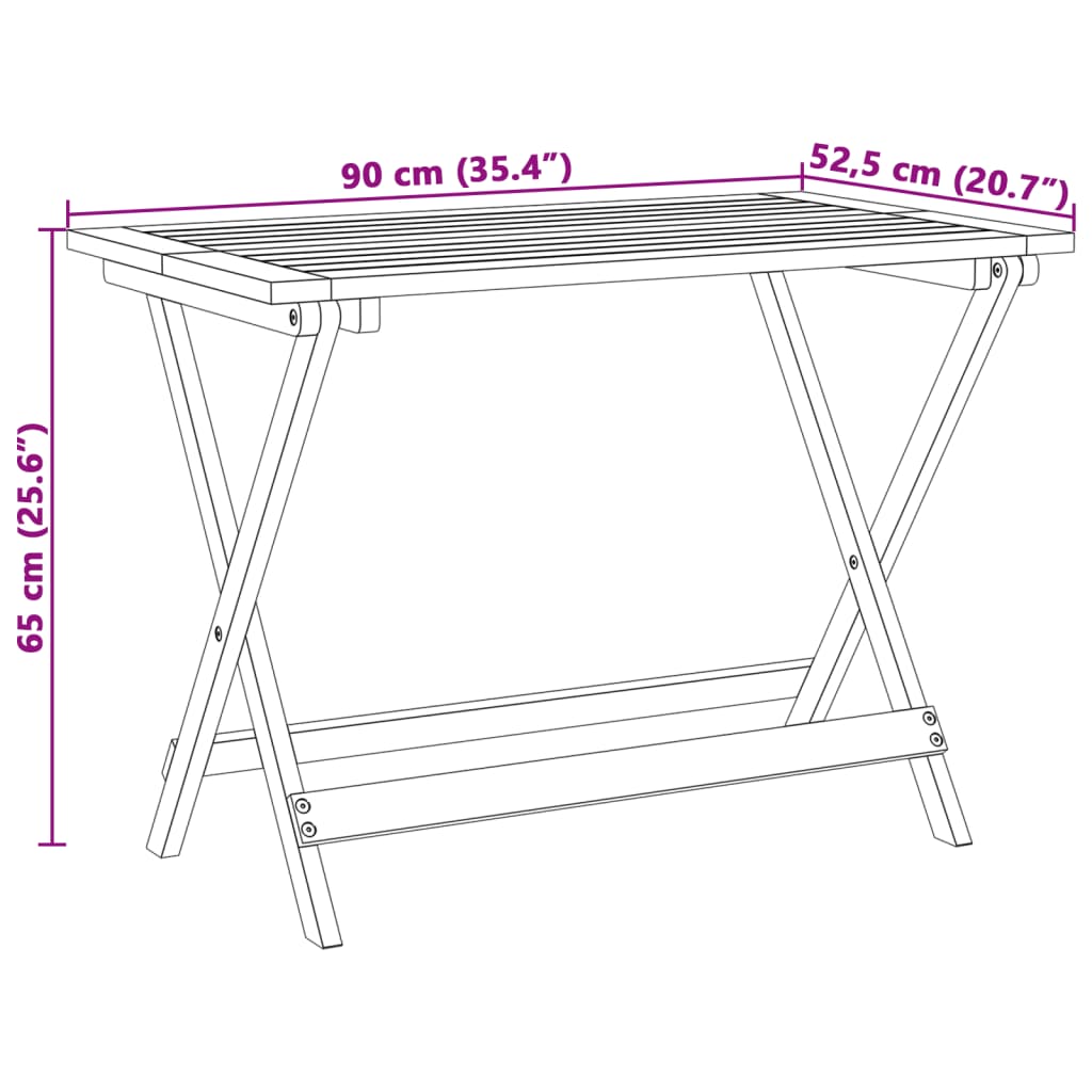 Foldbart Havebord 90X52,5X65 Cm Massivt Akacietræ