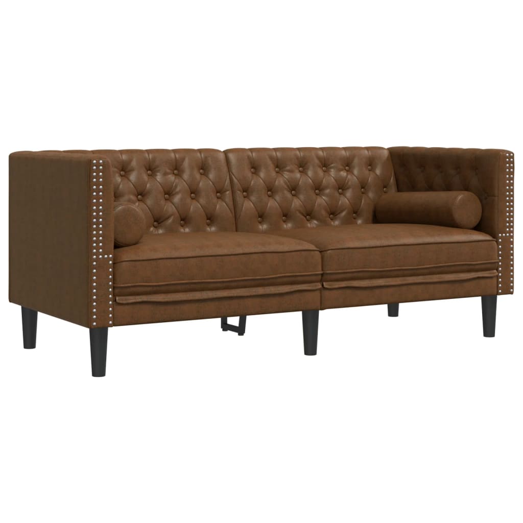 3-Personers Chesterfield-Sofasæt M. Puder Imiteret Ruskind