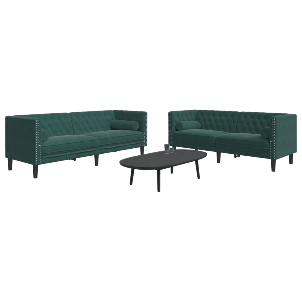 3-Personers Chesterfield-Sofasæt M. Puder Imiteret Ruskind