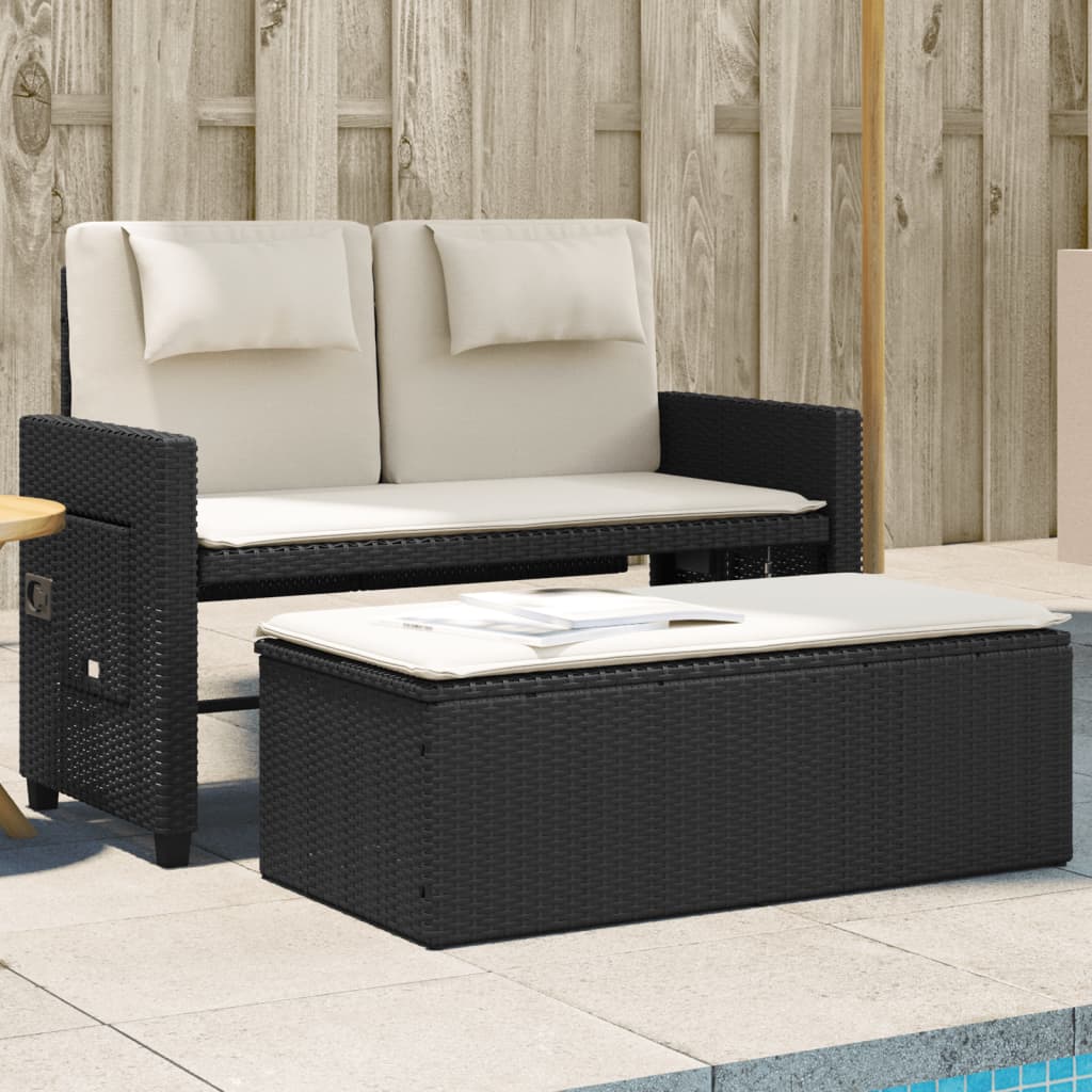 Havebænk Med Hynder Og Lænefunktion Polyrattan