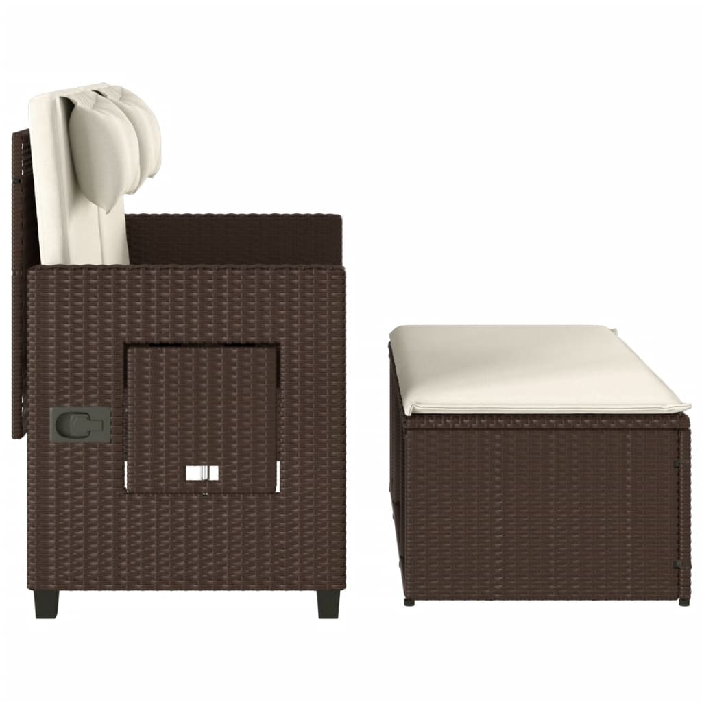Havebænk Med Hynder Og Lænefunktion Polyrattan