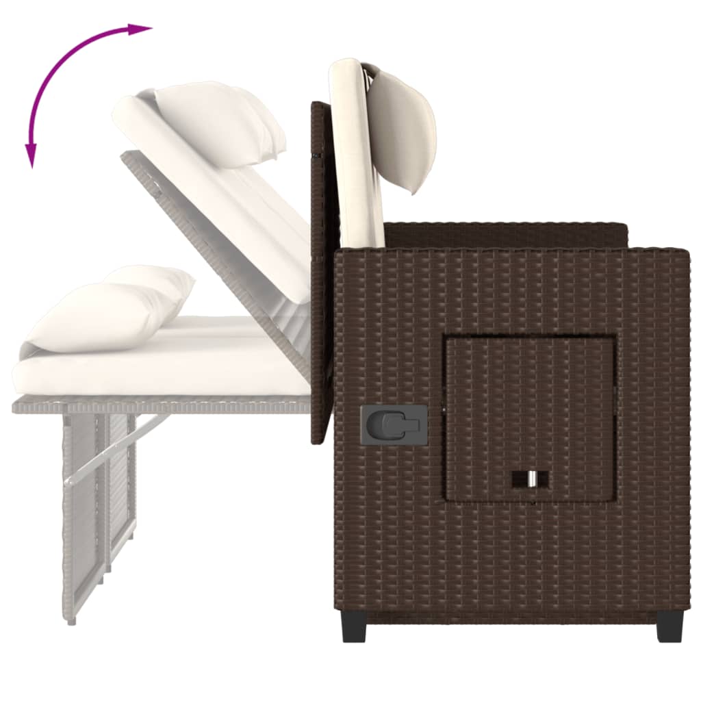 Havebænk Med Hynder Og Lænefunktion Polyrattan