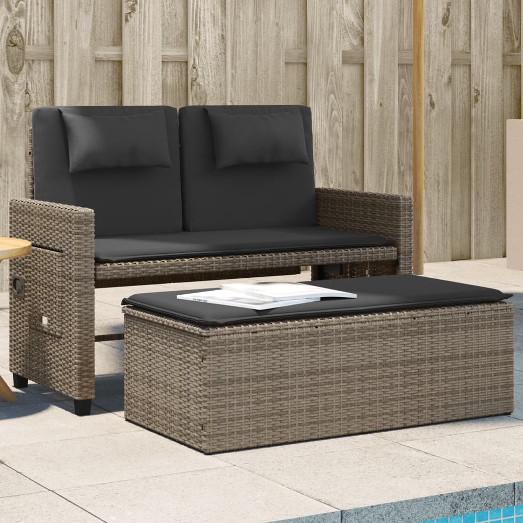 Havebænk Med Hynder Og Lænefunktion Polyrattan