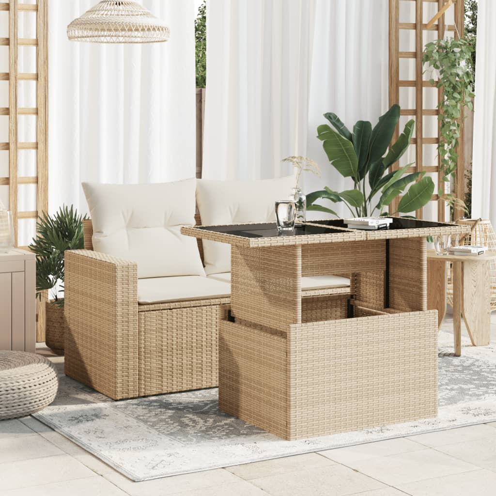 Havebord Med Top 100X55X73 Cm Polyrattan