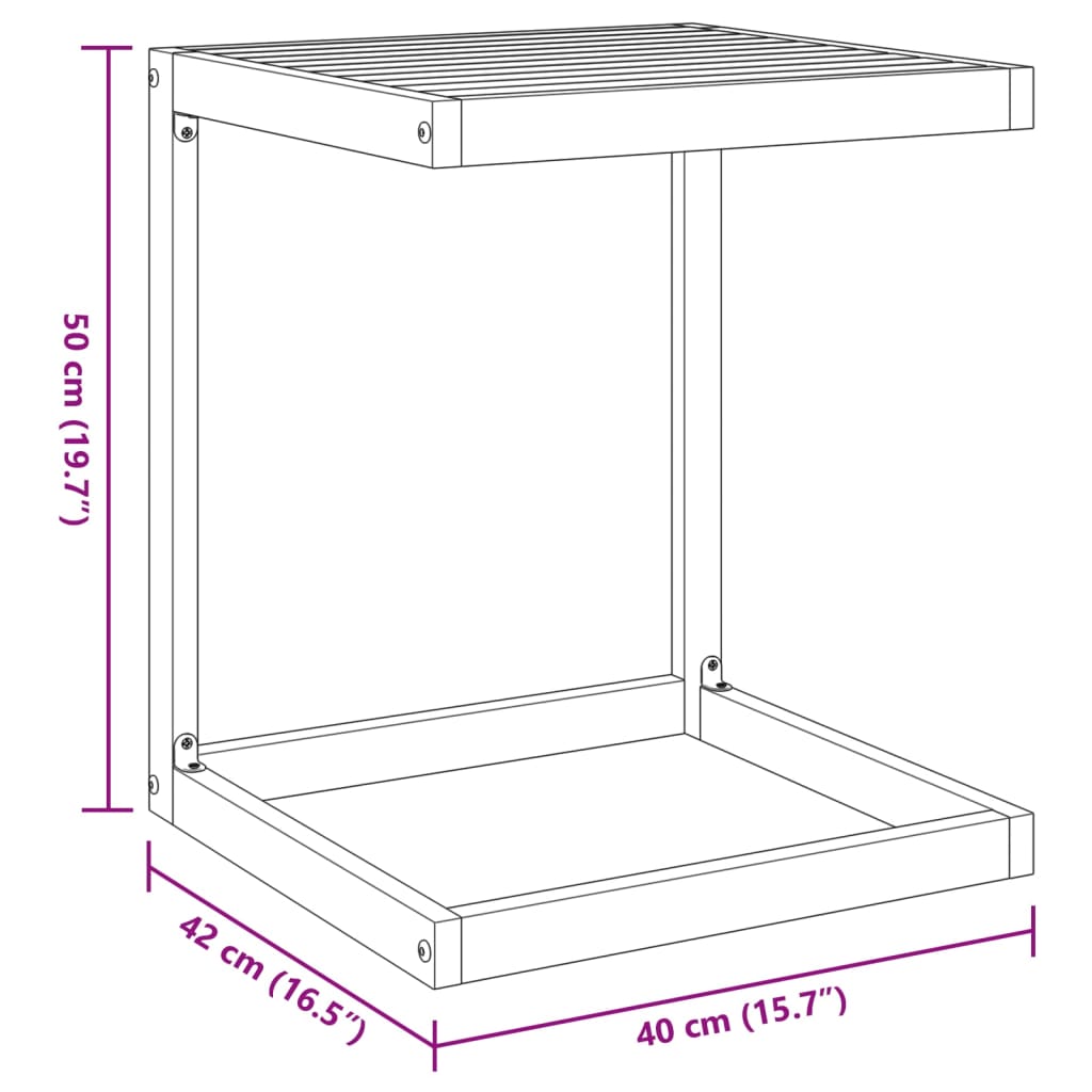 C-Formet Bord 42X40X50 Cm Massivt Akacietræ Sort