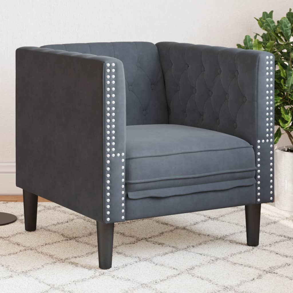 3-Personers Chesterfield-Sofa Med Puder Imiteret Ruskind