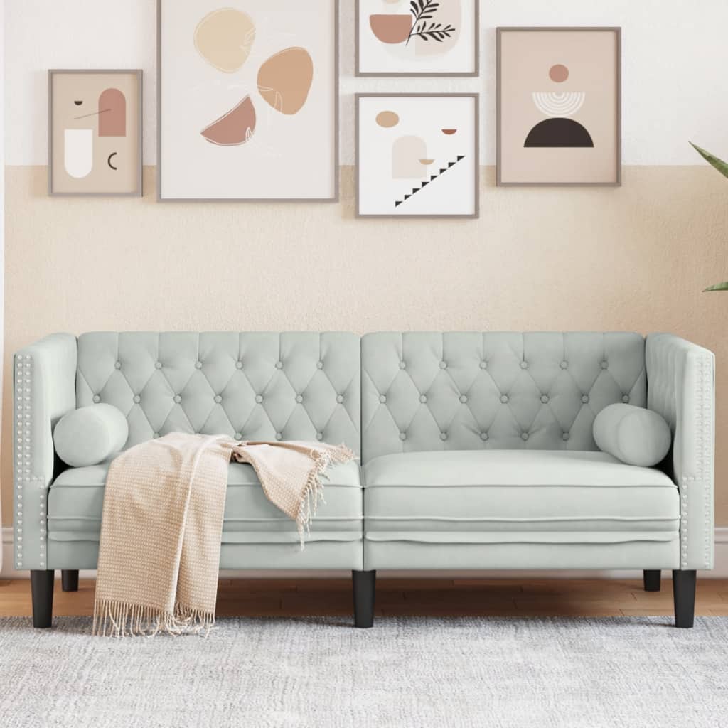 3-Personers Chesterfield-Sofa Med Puder Imiteret Ruskind