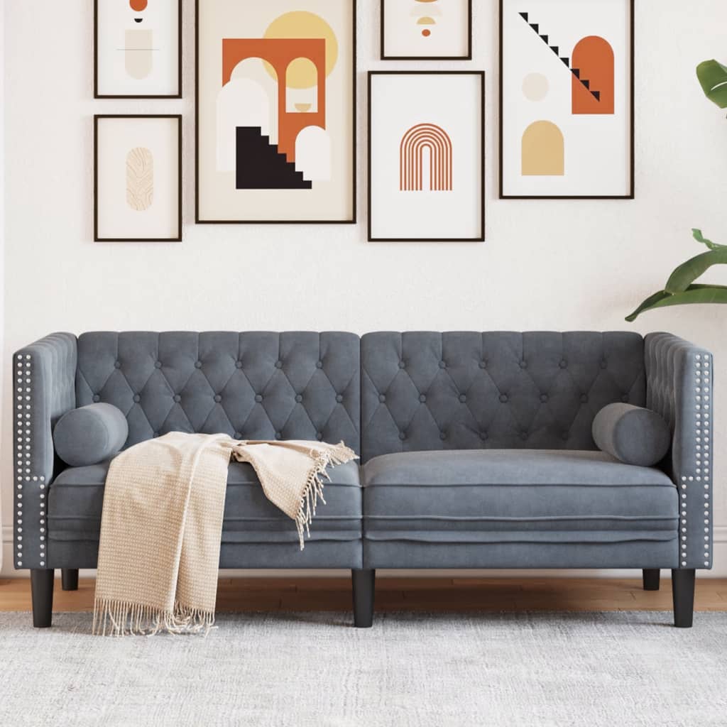3-Personers Chesterfield-Sofa Med Puder Imiteret Ruskind