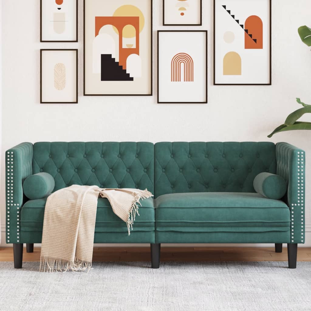 3-Personers Chesterfield-Sofa Med Puder Imiteret Ruskind