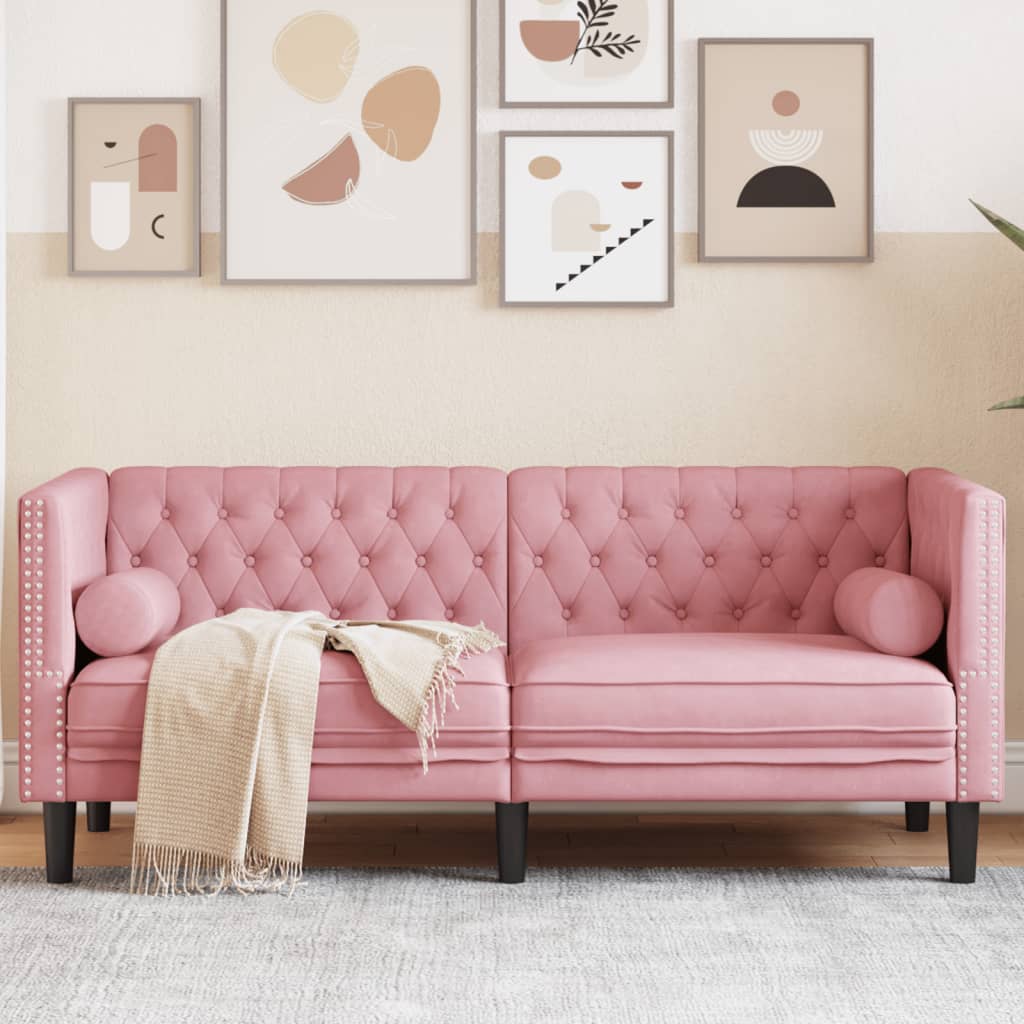 3-Personers Chesterfield-Sofa Med Puder Imiteret Ruskind