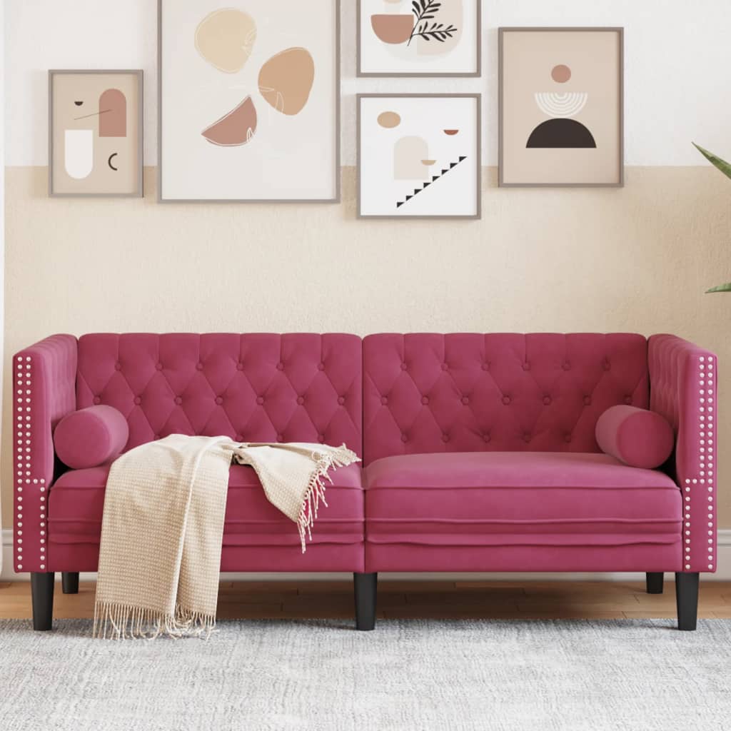 3-Personers Chesterfield-Sofa Med Puder Imiteret Ruskind