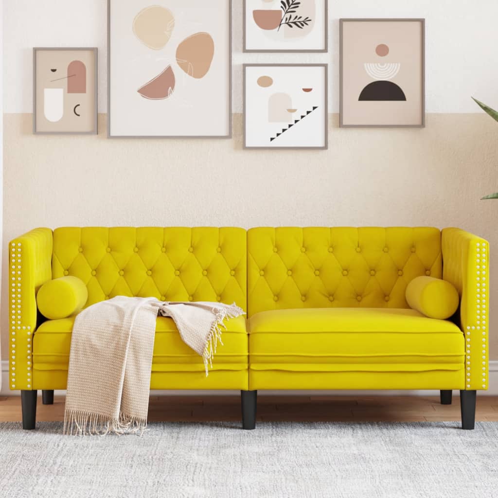 3-Personers Chesterfield-Sofa Med Puder Imiteret Ruskind