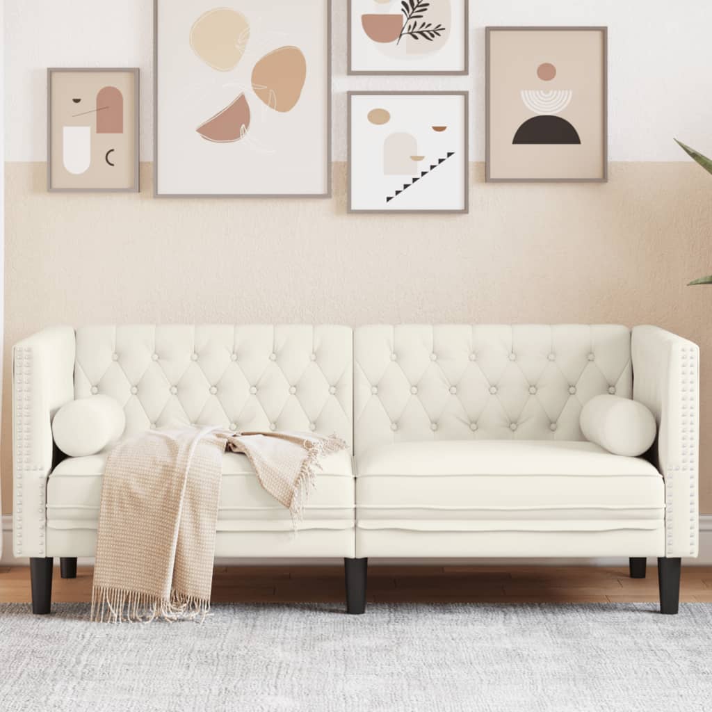 3-Personers Chesterfield-Sofa Med Puder Imiteret Ruskind