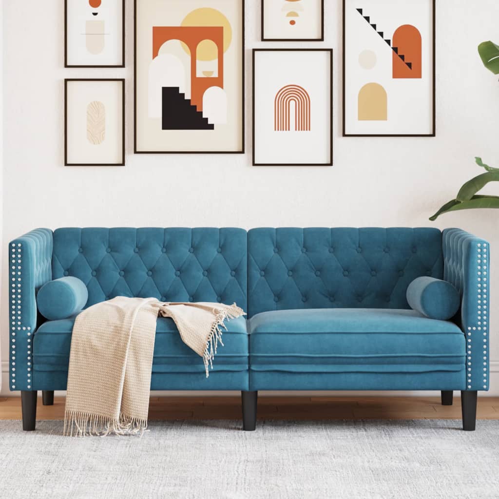 3-Personers Chesterfield-Sofa Med Puder Imiteret Ruskind