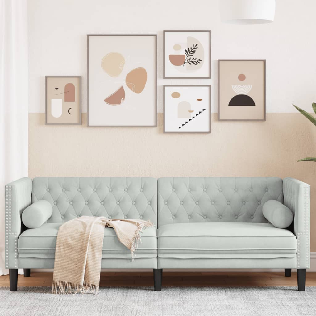 3-Personers Chesterfield-Sofa Med Puder Imiteret Ruskind