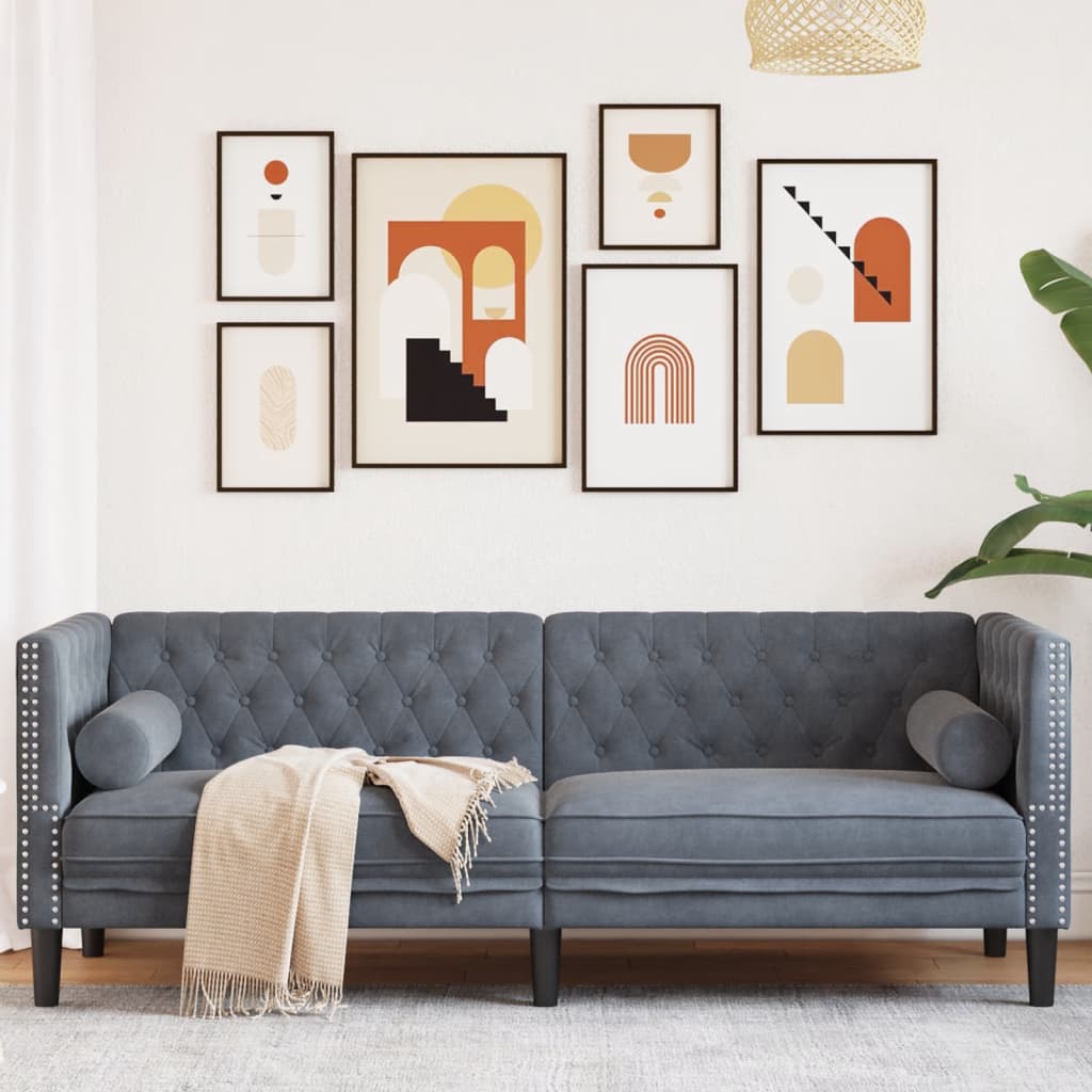 3-Personers Chesterfield-Sofa Med Puder Imiteret Ruskind