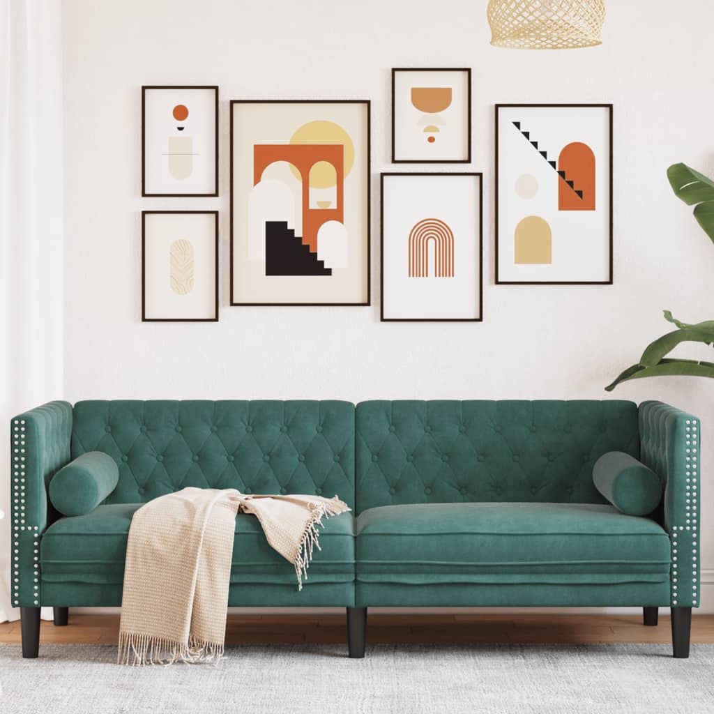 3-Personers Chesterfield-Sofa Med Puder Imiteret Ruskind