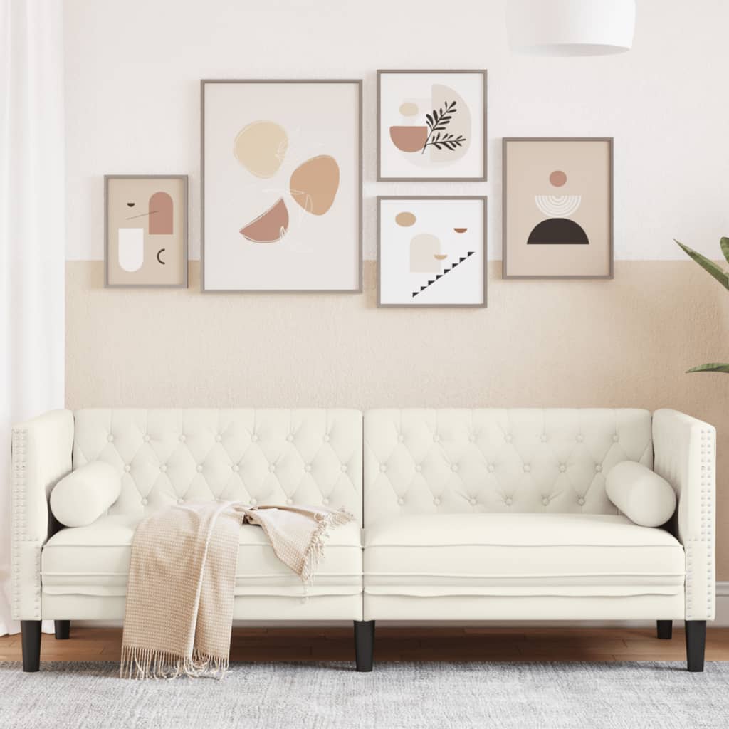 3-Personers Chesterfield-Sofa Med Puder Imiteret Ruskind