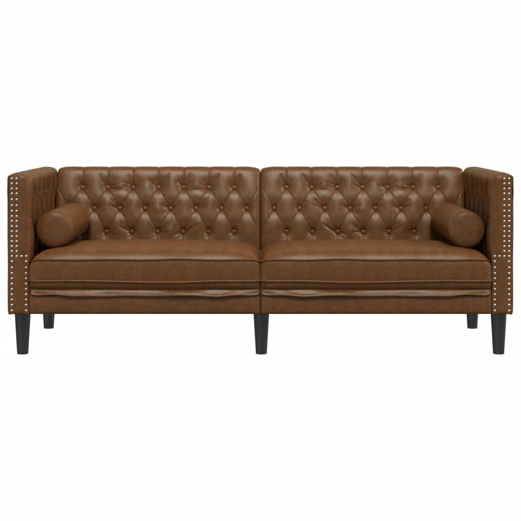 3-Personers Chesterfield-Sofa Med Puder Imiteret Ruskind