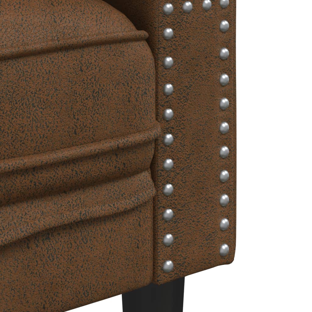 3-Personers Chesterfield-Sofa Med Puder Imiteret Ruskind