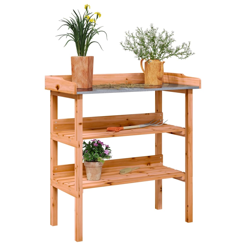 Plantebord Med Hylder 78X38X82,5 Cm Massivt Grantræ