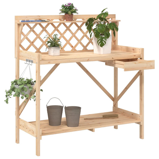 Pottebord Med Espalier Massivt Fyrretræ