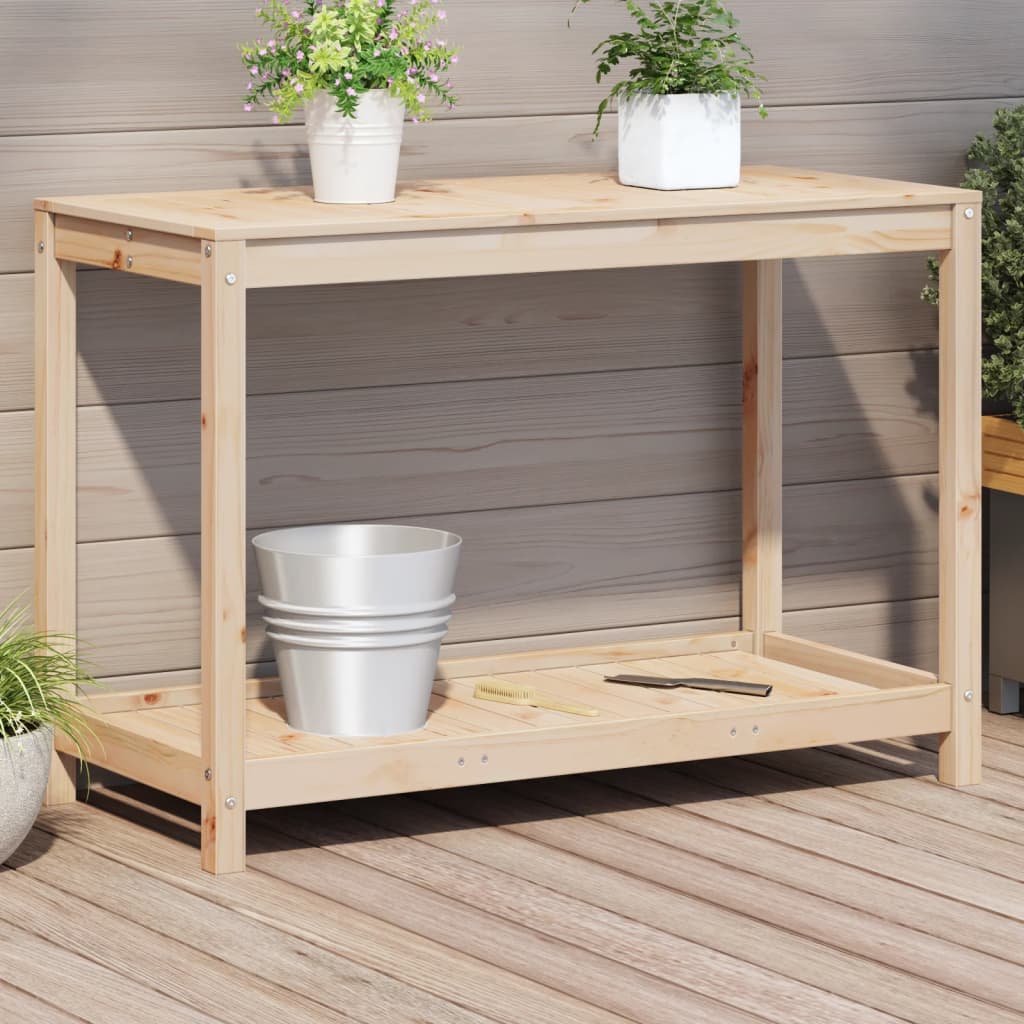 Plantebord Med Hylde 82,5X35X75 Cm Massivt Fyrretræ
