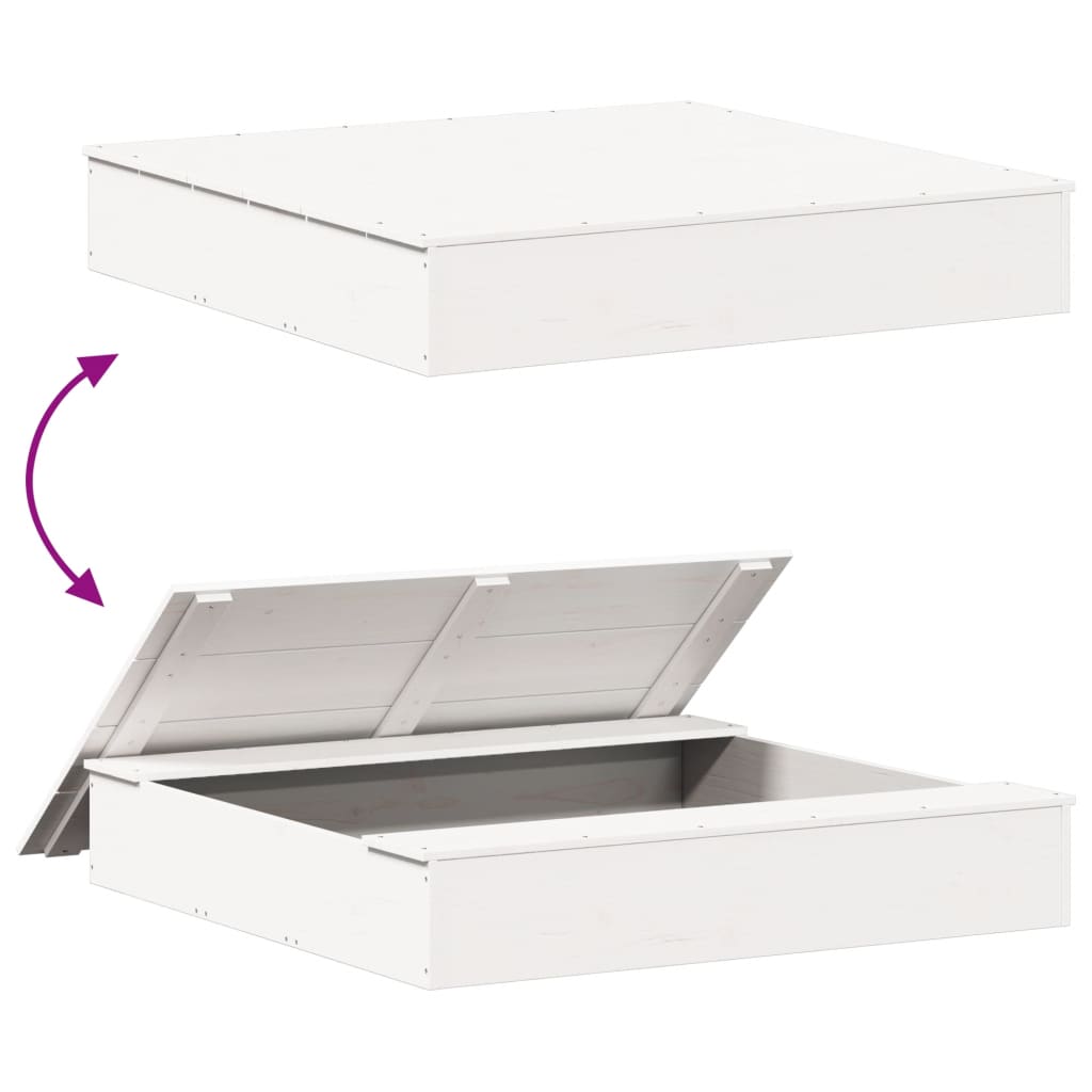 Sandkasse Med Låg 111X111X19,5 Cm Massivt Fyrretræ