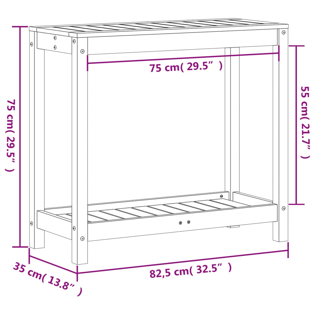 Plantebord Med Hylde 82,5X35X75 Cm Massivt Fyrretræ