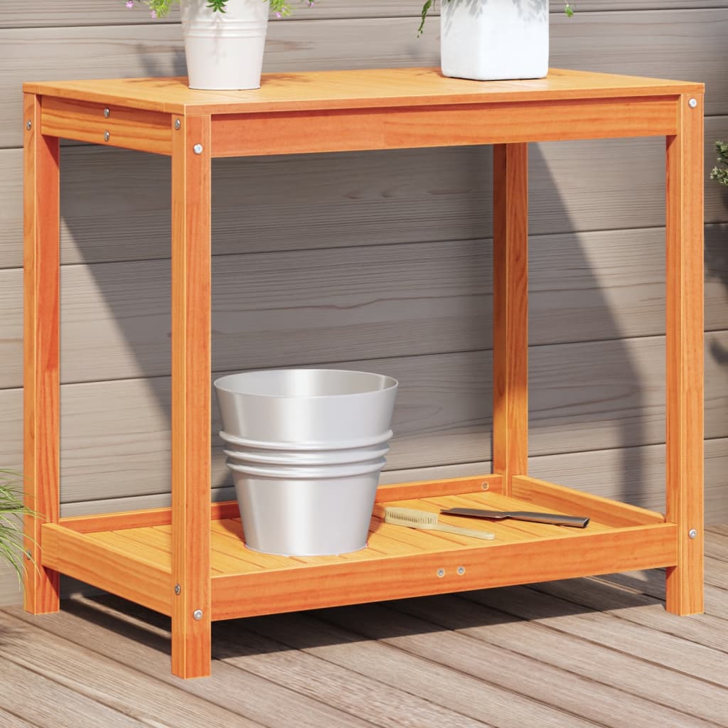 Plantebord Med Hylde 82,5X35X75 Cm Massivt Fyrretræ