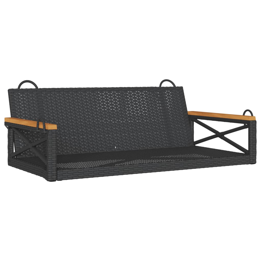 Gyngebænk Polyrattan Sort