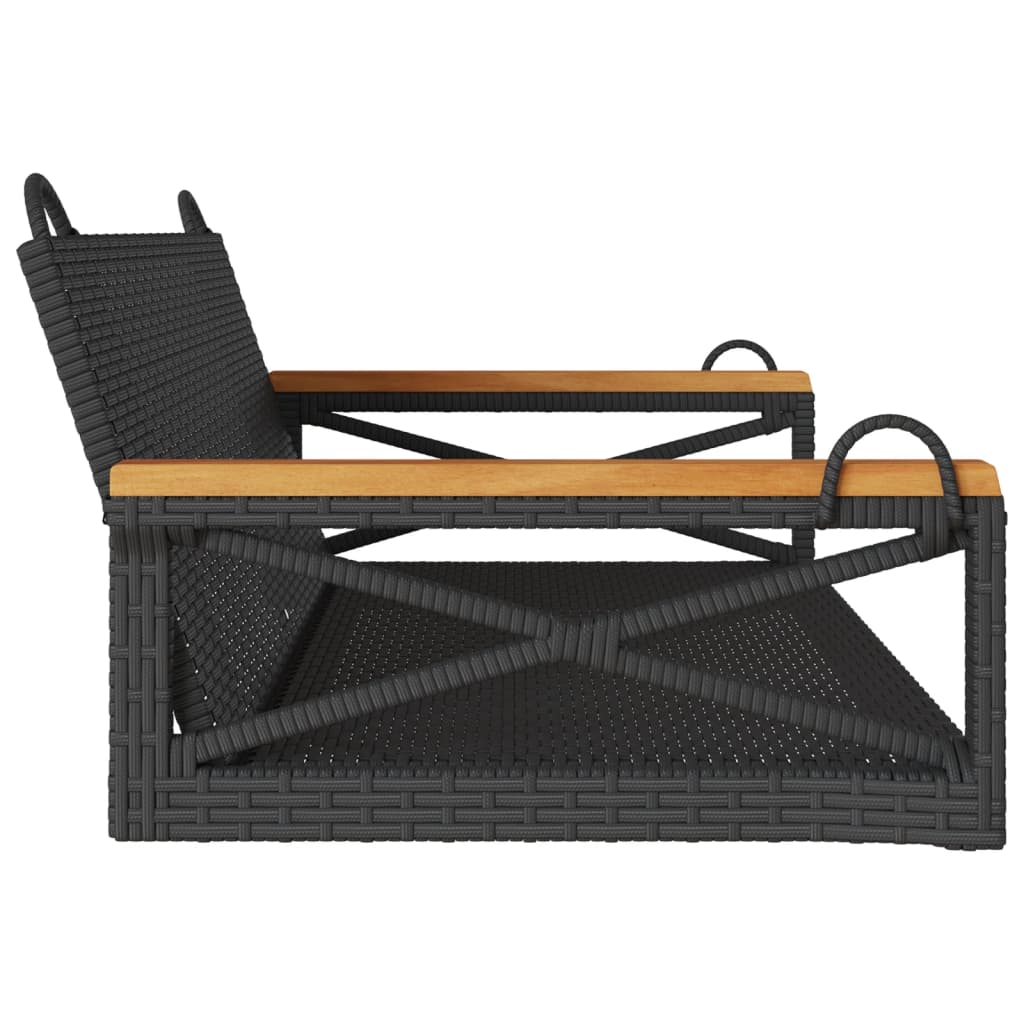 Gyngebænk Polyrattan Sort