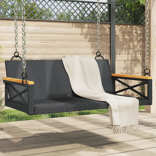 Gyngebænk Polyrattan Sort