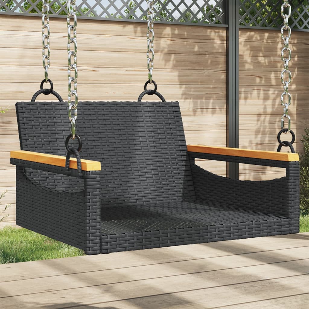 Gyngebænk Polyrattan Sort