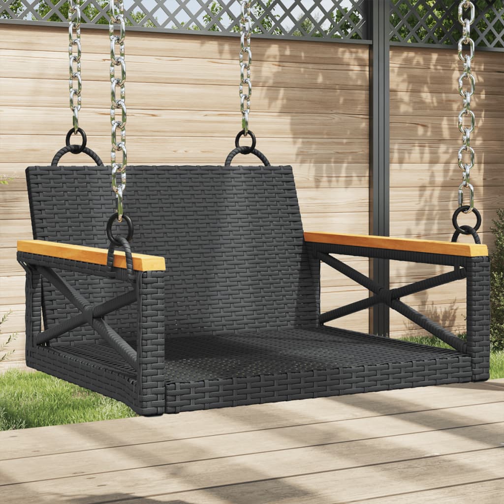 Gyngebænk Polyrattan Sort