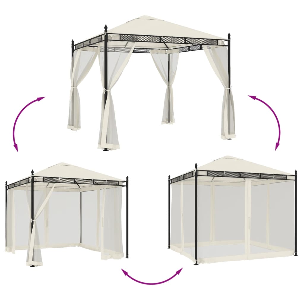 Pavillon 2,93X2,93 M Meshvægge Stål Farvet