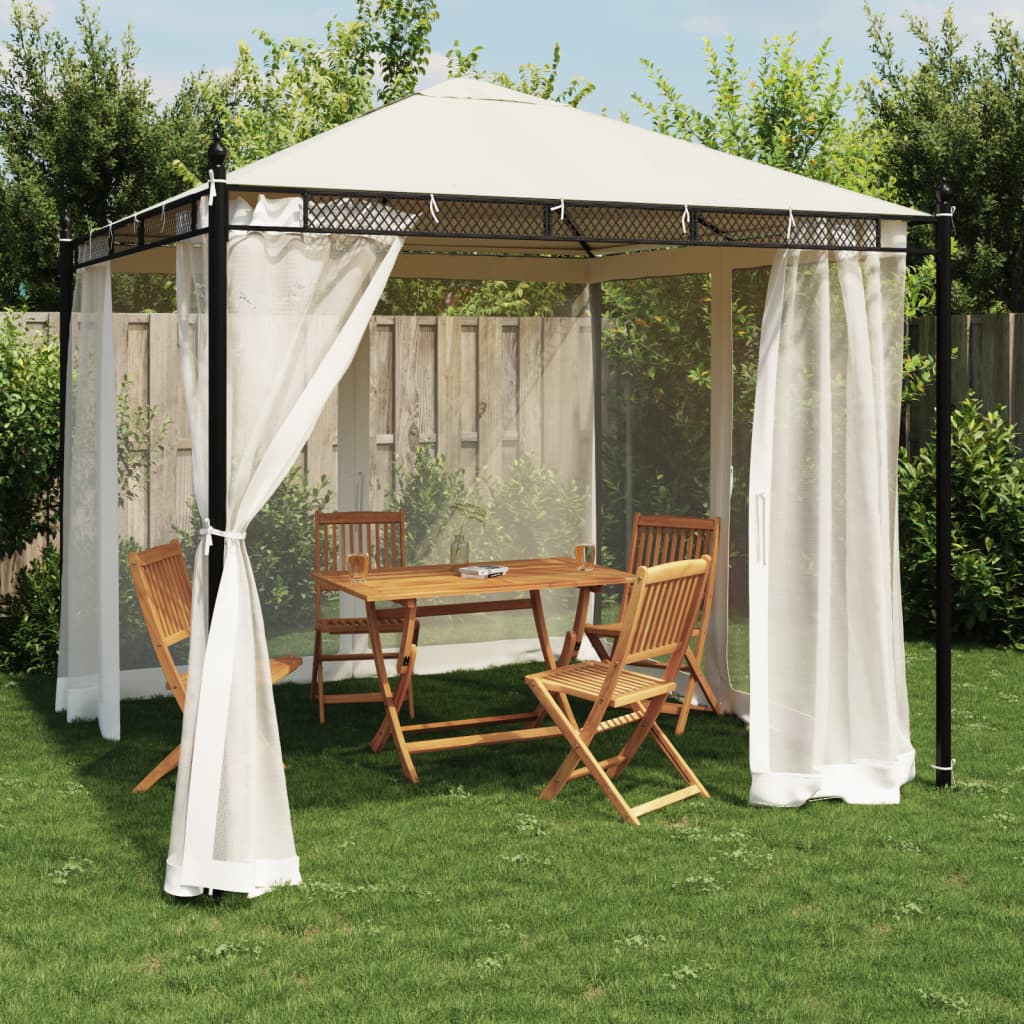 Pavillon 2,93X2,93 M Meshvægge Stål Farvet