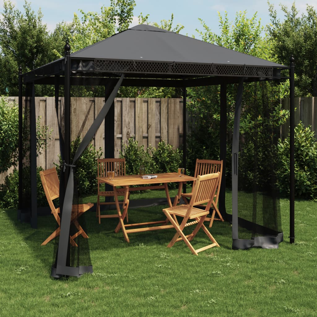 Pavillon 2,93X2,93 M Meshvægge Stål Farvet